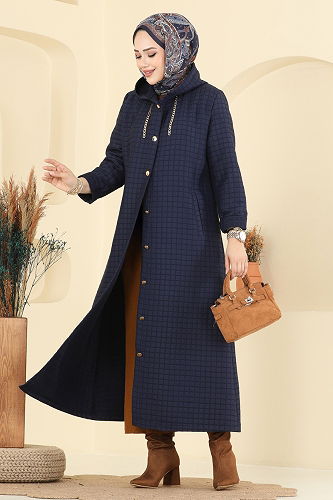 moda selvim Overcoat 1314-1ORG1169 Navy Blue - Thumbnail
