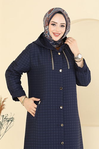 moda selvim Overcoat 1314-1ORG1169 Navy Blue - Thumbnail