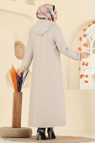 moda selvim Overcoat 1314-1ORG1169 Stone - Thumbnail