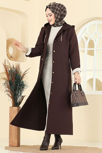 moda selvim Overcoat 1314ORG1169 Brown - Thumbnail