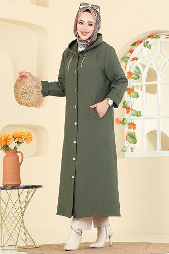 moda selvim Overcoat 1314ORG1169 Khaki - Thumbnail