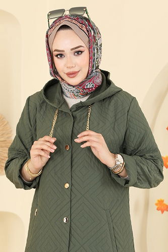 moda selvim Overcoat 1314ORG1169 Khaki - Thumbnail