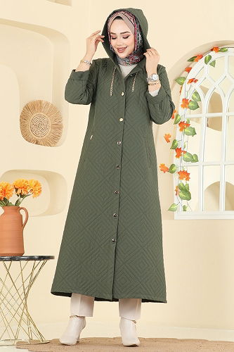 moda selvim Overcoat 1314ORG1169 Khaki - Thumbnail
