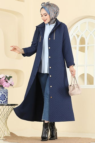 moda selvim Overcoat 1314ORG1169 Navy Blue - Thumbnail