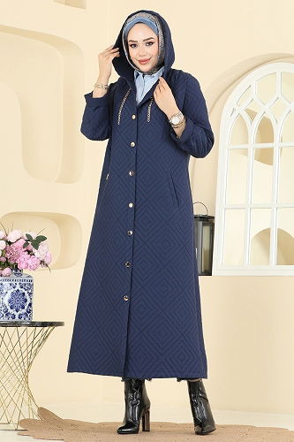 moda selvim Overcoat 1314ORG1169 Navy Blue - Thumbnail