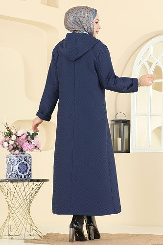 moda selvim Overcoat 1314ORG1169 Navy Blue - Thumbnail