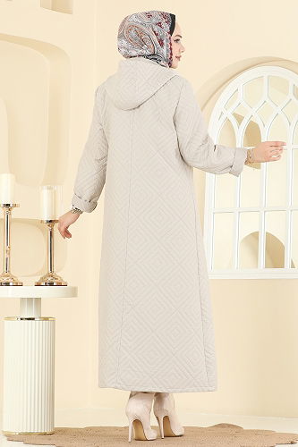 moda selvim Overcoat 1314ORG1169 Stone - Thumbnail