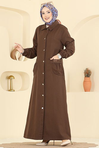 moda selvim Overcoat 1320ORG1169 Brown - Thumbnail