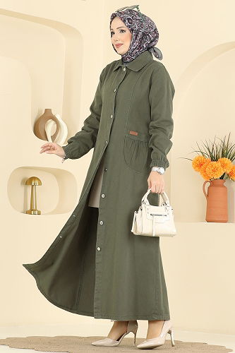 moda selvim Overcoat 1320ORG1169 Khaki - Thumbnail