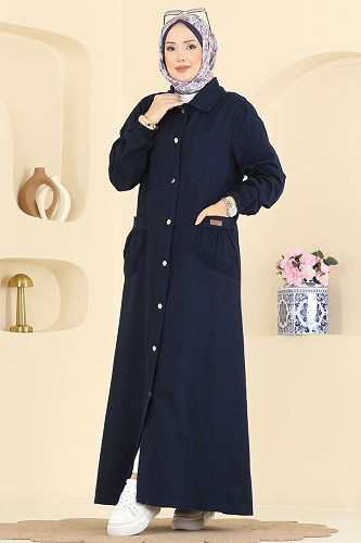 moda selvim Overcoat 1320ORG1169 Navy Blue - Thumbnail