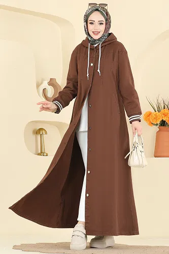 moda selvim Overcoat 1321ORG1169 Brown - Thumbnail