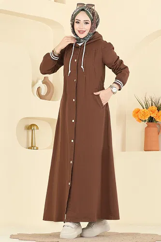 moda selvim Overcoat 1321ORG1169 Brown - Thumbnail