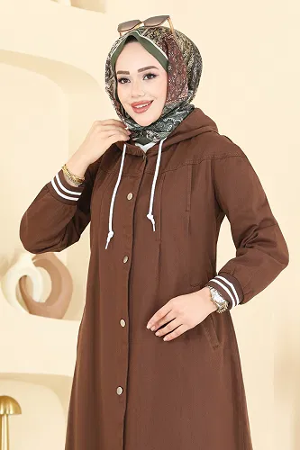 moda selvim Overcoat 1321ORG1169 Brown - Thumbnail
