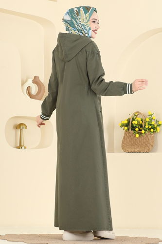 moda selvim Overcoat 1321ORG1169 Khaki - Thumbnail