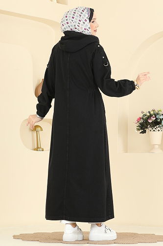 moda selvim Overcoat 1352ORG1169 Black - Thumbnail