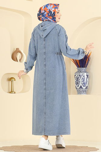 moda selvim Overcoat 1352ORG1169 Light Denim - Thumbnail