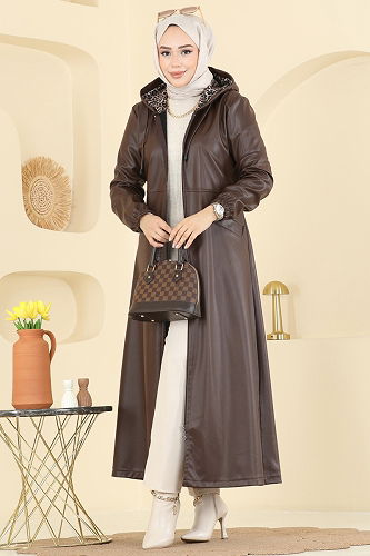 moda selvim Overcoat 1407ORG1169 Brown - Thumbnail