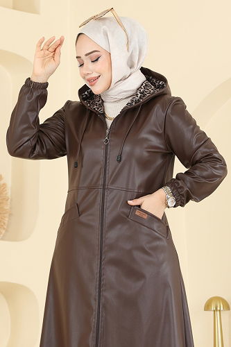 moda selvim Overcoat 1407ORG1169 Brown - Thumbnail