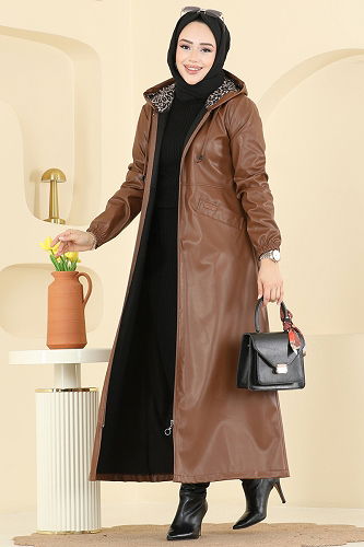 moda selvim Overcoat 1407ORG1169 Tan - Thumbnail