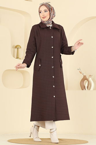 moda selvim Overcoat 1416ORG1169 Brown - Thumbnail