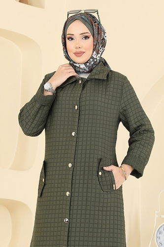 moda selvim Overcoat 1416ORG1169 Khaki - Thumbnail