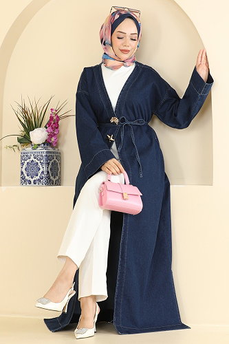 moda selvim Overcoat 1425ORG1169 Dark Denim - Thumbnail