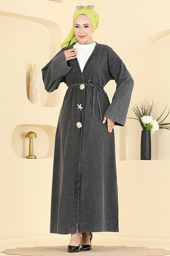 moda selvim Overcoat 1425ORG1169 Washed Anthracite - Thumbnail