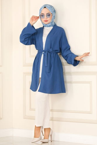 moda selvim Overcoat 1499UKB139 Indigo - Thumbnail