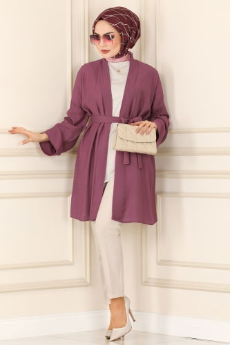 moda selvim Overcoat 1499UKB139 Lila - Thumbnail