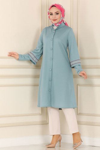 moda selvim Overcoat 1525UKB139 Mint - Thumbnail