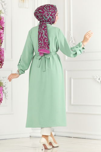 moda selvim Overcoat 162MP806 Water Green - Thumbnail