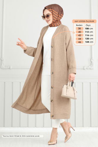 moda selvim Overcoat 1839LVN1041 Dark Vision - Thumbnail