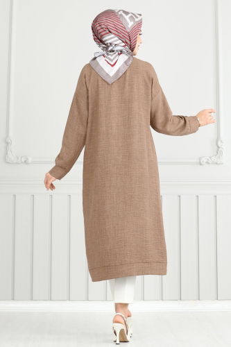 moda selvim Overcoat 1839LVN1041 Light Brown - Thumbnail