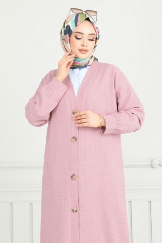 moda selvim Overcoat 1839LVN1041 Light Rose Dried - Thumbnail