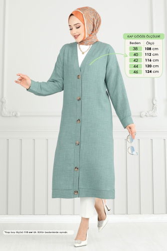 moda selvim Overcoat 1839LVN1041 Mint - Thumbnail