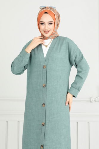 moda selvim Overcoat 1839LVN1041 Mint - Thumbnail