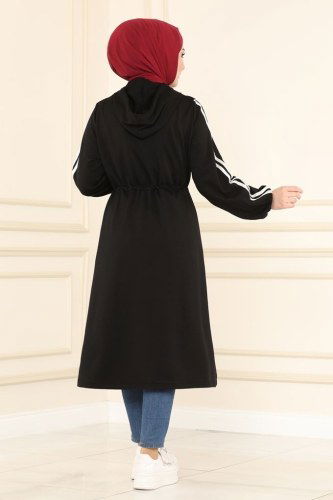 moda selvim 1913FON792 اسود ملابس قصيره - Thumbnail