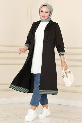 F.O.N. - Overcoat 1921FON792 Black&Mint