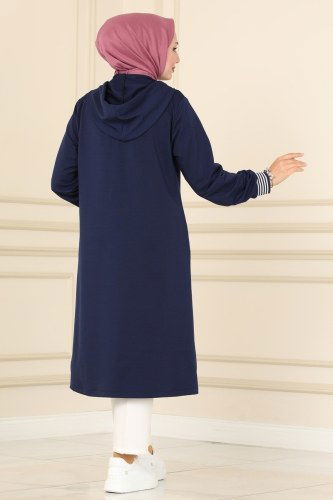 moda selvim Overcoat 1921FON792 Navy Blue - Thumbnail