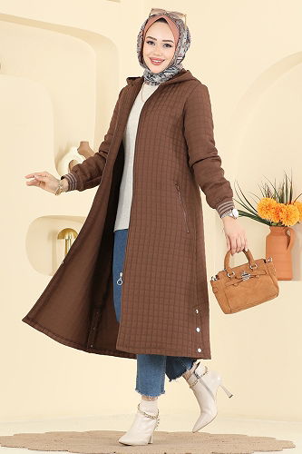 moda selvim Overcoat 1926TRT545 Brown - Thumbnail