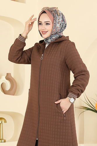 moda selvim Overcoat 1926TRT545 Brown - Thumbnail