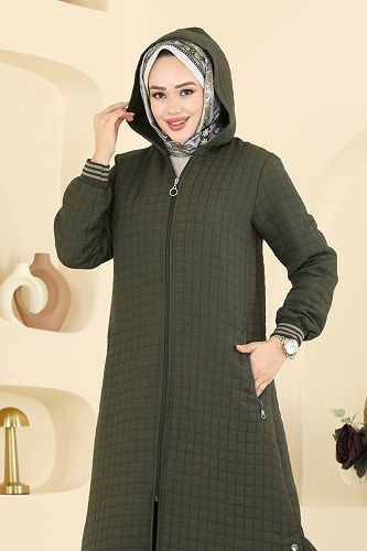 moda selvim Overcoat 1926TRT545 Khaki - Thumbnail
