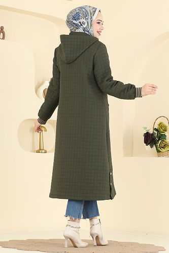moda selvim Overcoat 1926TRT545 Khaki - Thumbnail