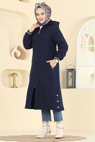 moda selvim Overcoat 1926TRT545 Navy Blue - Thumbnail