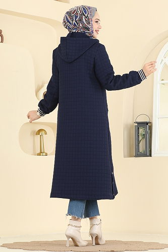 moda selvim Overcoat 1926TRT545 Navy Blue - Thumbnail