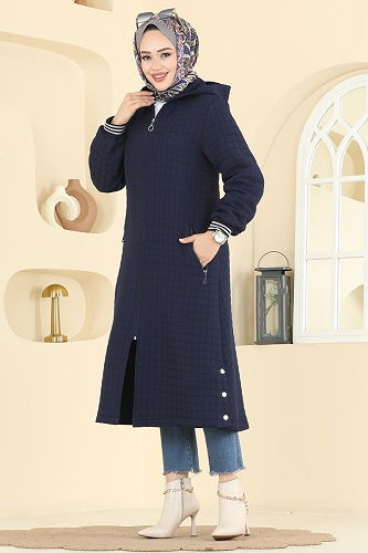moda selvim Overcoat 1926TRT545 Navy Blue - Thumbnail