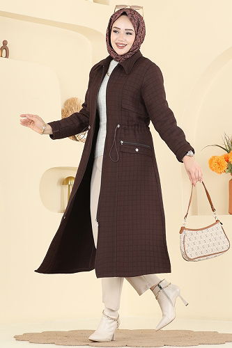 moda selvim Overcoat 1927TRT545 Bitter Brown - Thumbnail