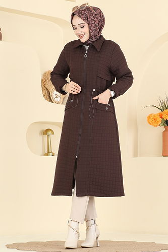 moda selvim Overcoat 1927TRT545 Bitter Brown - Thumbnail
