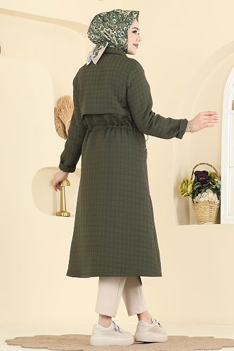 moda selvim Overcoat 1927TRT545 Khaki - Thumbnail