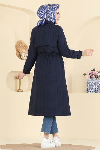 moda selvim Overcoat 1927TRT545 Navy Blue - Thumbnail